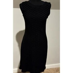 Connected Apparel Knit Honeycomb Sheath Capsule Dress Black Sz‎ M Career Work